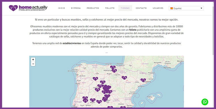 Aspecto de la home de la nueva web de HomeActually